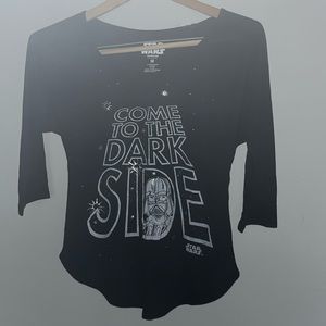NWOT Star Wars Come To The Darkside Baseball Style Shirt